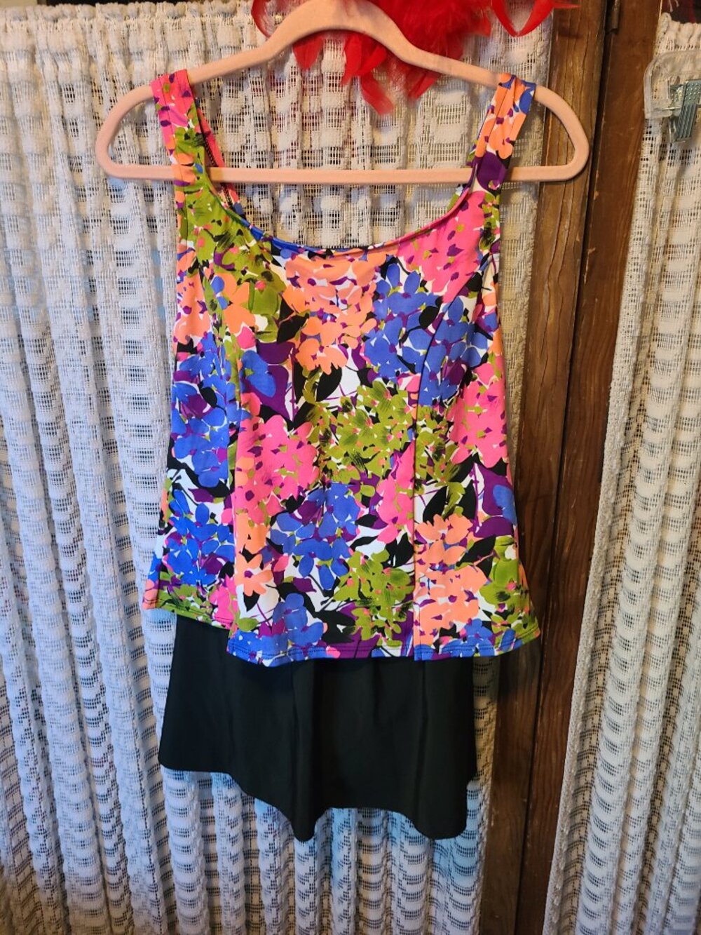 NWOT Penbrooke One Piece Swimsuit Tankini Skirt Style SZ 12 Floral & Solid